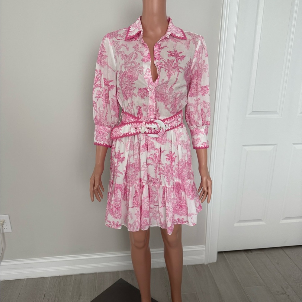 MC2 Saint Barth Pink and Cream Tropical Print Dress
